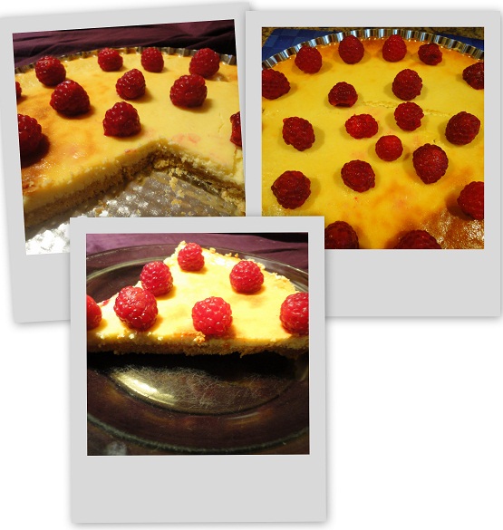 Słodka tarta serowo - malinowa